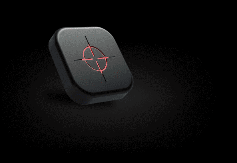 Red precision target on a dark sculpted surface